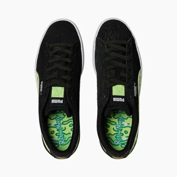 Puma Suede Classic x Rick & Morty Low Mens Casual Shoe Black 386780-01 NEW Multi - Picture 3 of 7